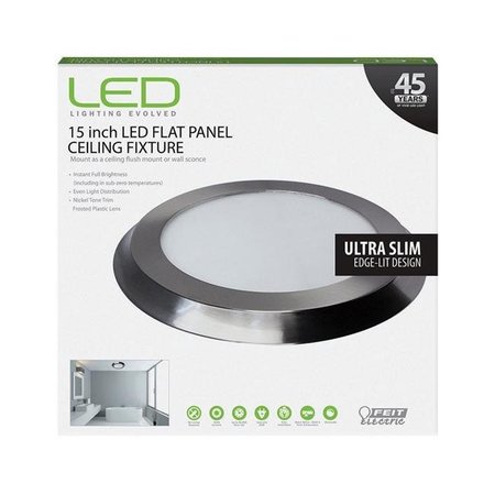 FEIT ELECTRIC Feit Electric 3649670 1 x 15 x 15 in. LED Flat Panel Nickel Ceiling Fixture 3649670